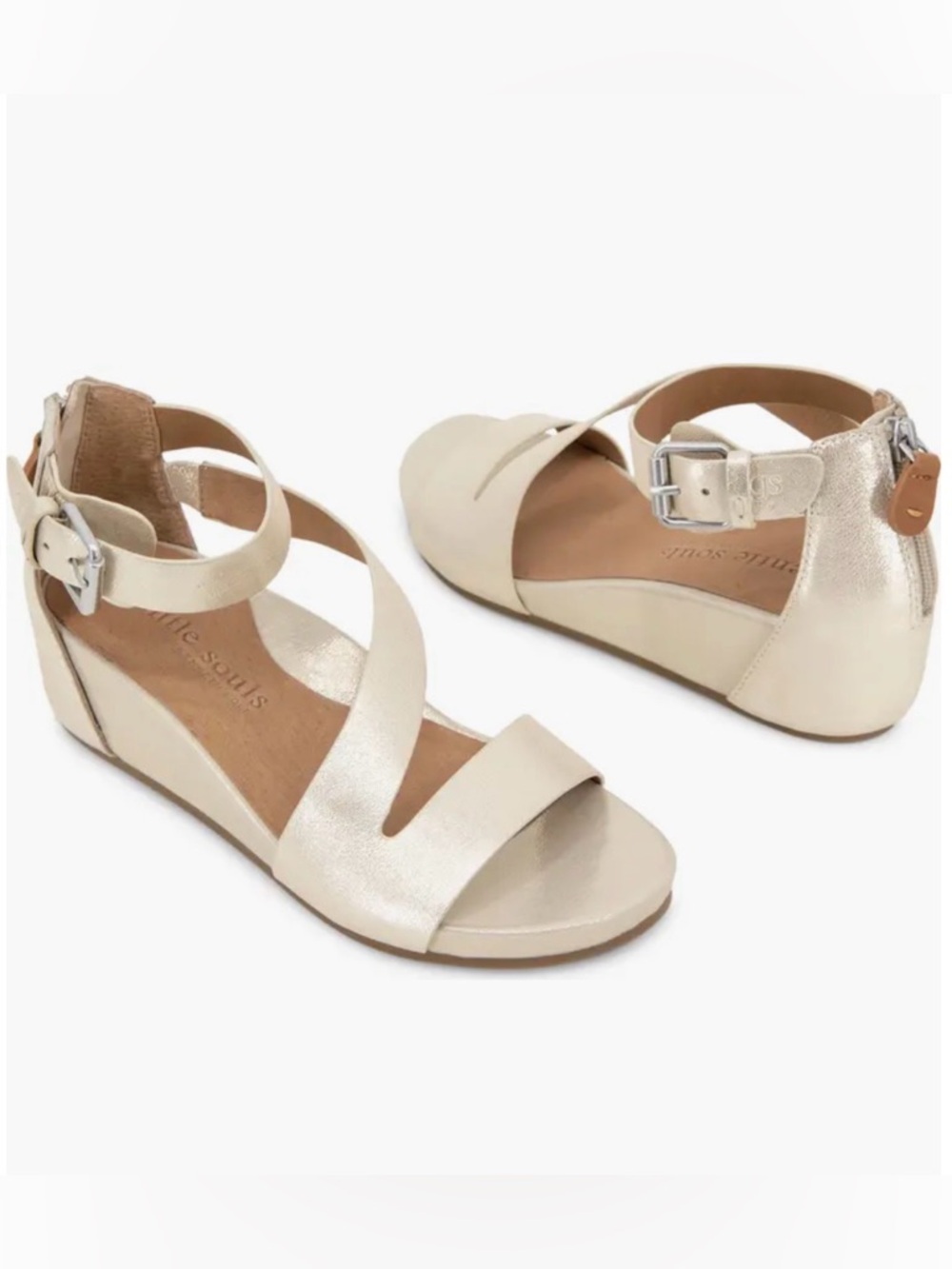 Gentle Souls Gwen Womens Platform Wedge Sandal Mushroom Nubuck US Size 10 Medium